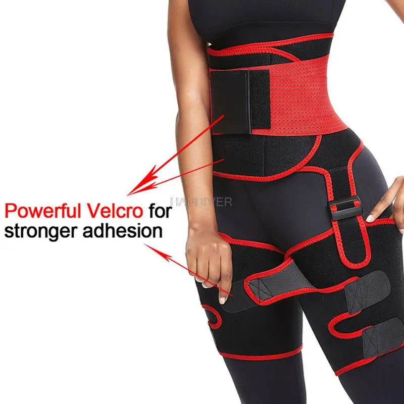 3 in 1 waist and Thigh trimmer Double Compression Belt Leg Support Sweat Sauna Effect