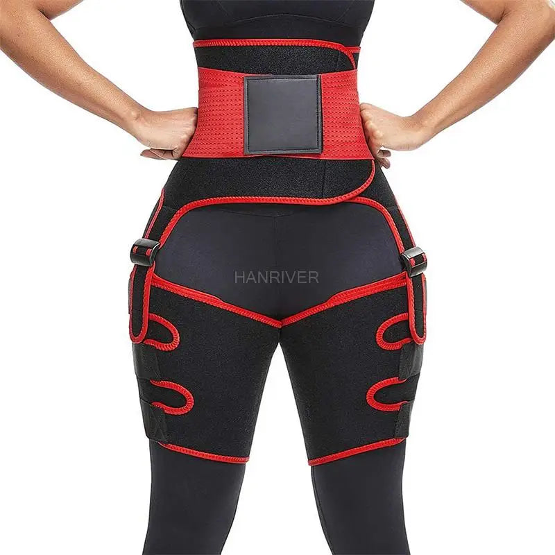 3 in 1 waist and Thigh trimmer Double Compression Belt Leg Support Sweat Sauna Effect