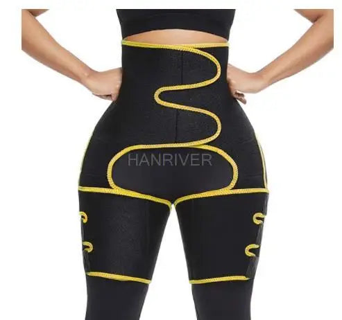 3 in 1 waist and Thigh trimmer Double Compression Belt Leg Support Sweat Sauna Effect